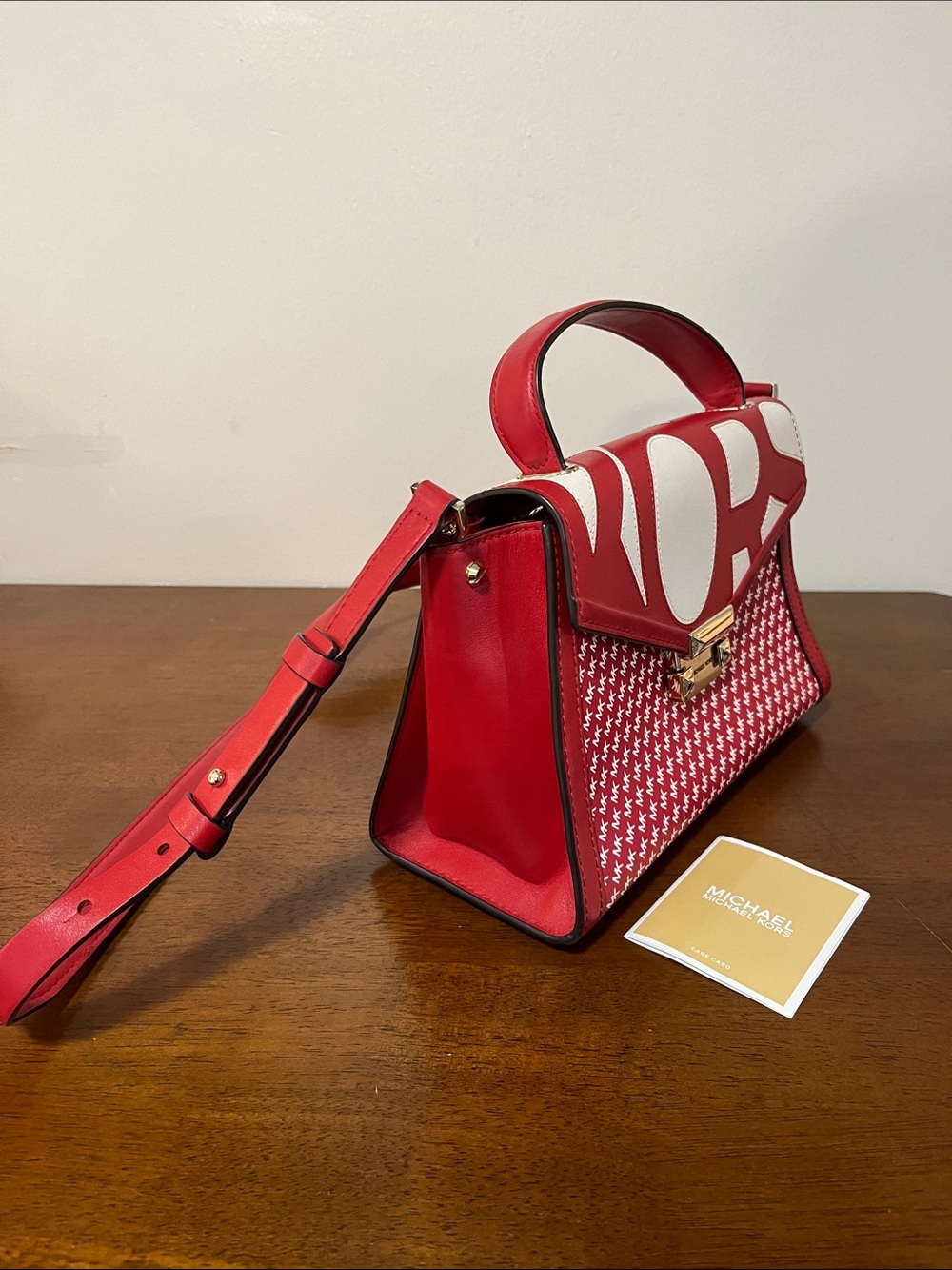 Michael Kors Red and White Logo Top-Handle Satchel - Picture 2 of 8